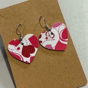 Heart-Shaped Pink and Red Earrings
